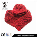 Kids Winter warm knitted scarf and hat set with with Pom Poms